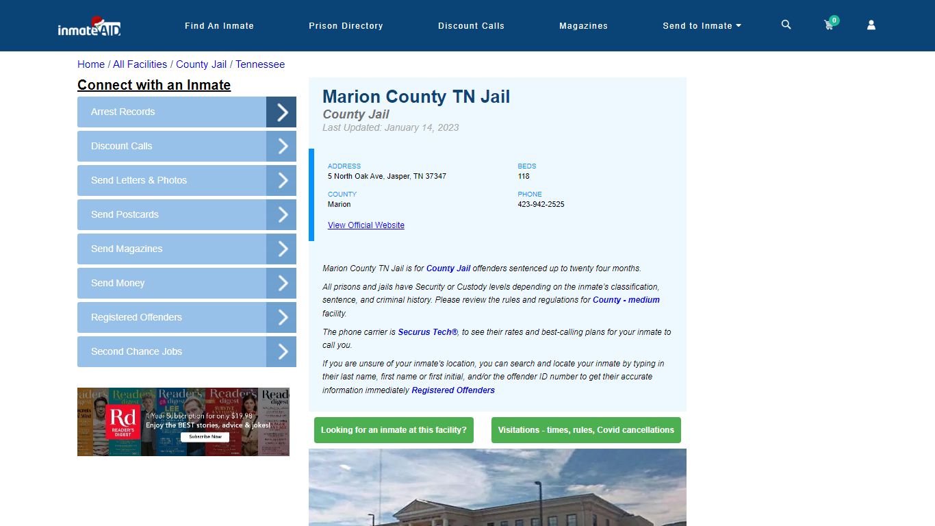 Marion County TN Jail - Inmate Locator - Jasper, TN