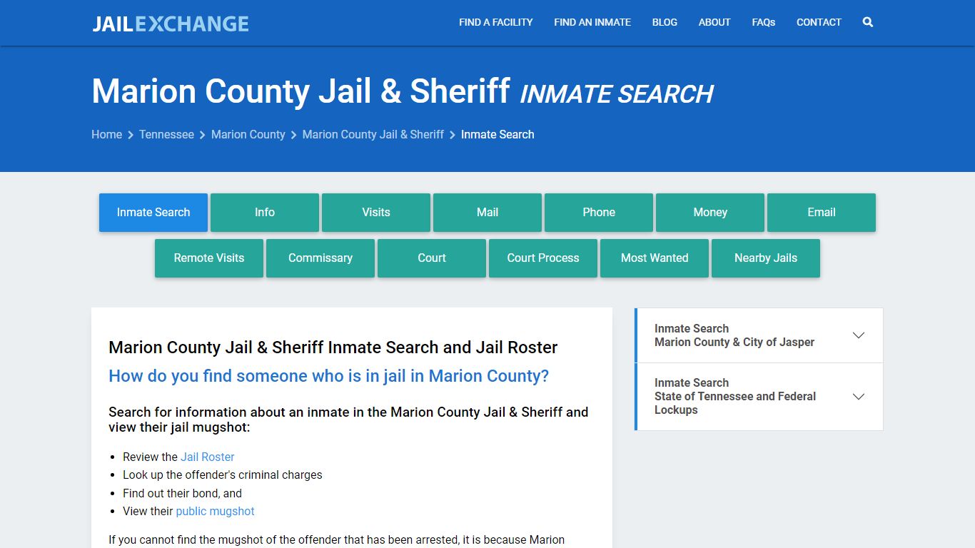 Inmate Search: Roster & Mugshots - Marion County Jail & Sheriff, TN